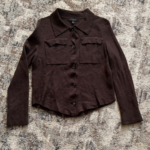 Brown Button-Up 100% Merino Wool Banana Republic Sz XS - Picture 1 of 5